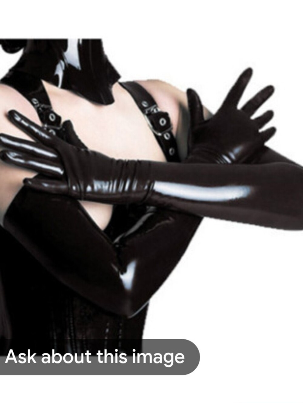NEW Extra-Long Black Patent Leather NightClub Style Dark Cosplay Tight Gloves
